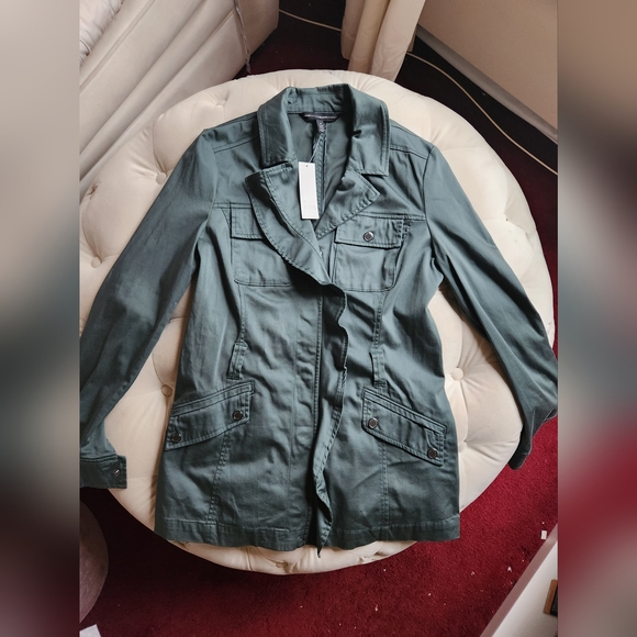 White House Black Market Hunter Green Cotton Jacket sz 4 NWT - Picture 5 of 11